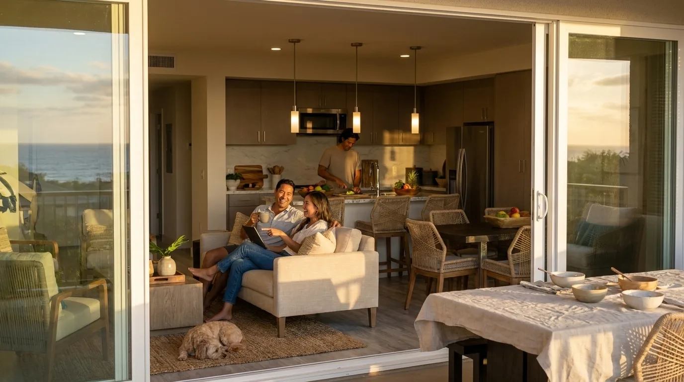 Plan 4 Great Room from Lanai